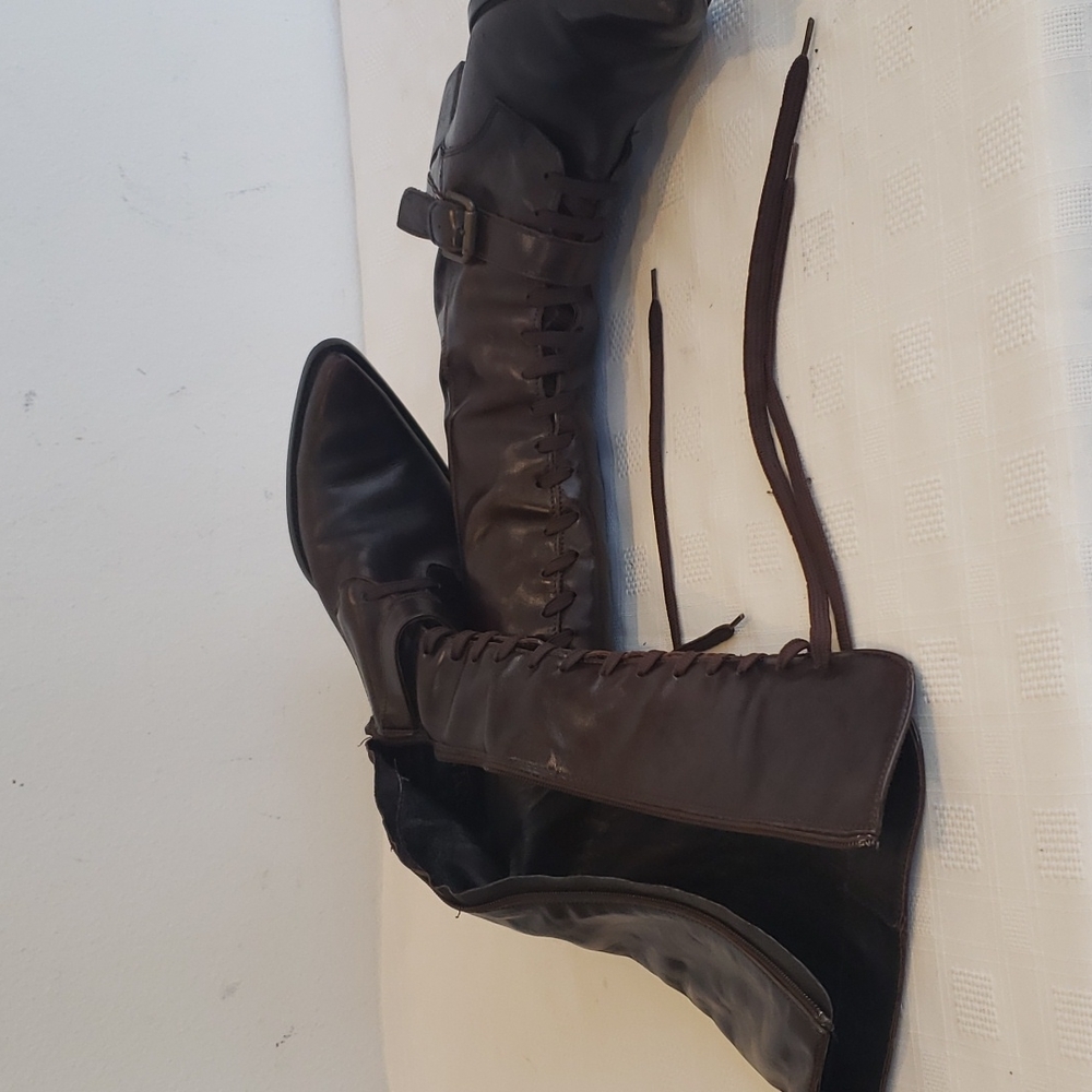 San Marina Paris Lace Up Boots, Brown Leather, Size 6.5 - Picture 7 of 13
